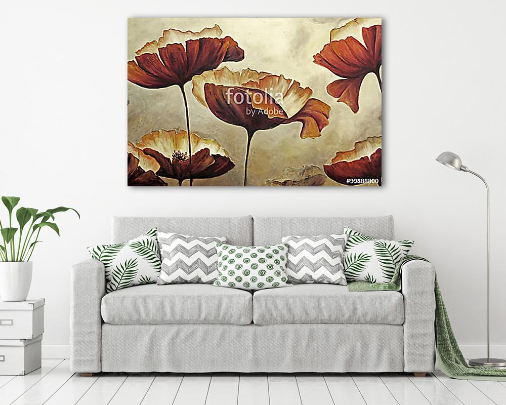 Textillákkal festett mákok (poszter) - vászonkép, falikép otthonra és irodába