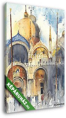 Velencei akvarellfestés San-Marco templom templomi üdvözlőlap - vászonkép 3D látványterv