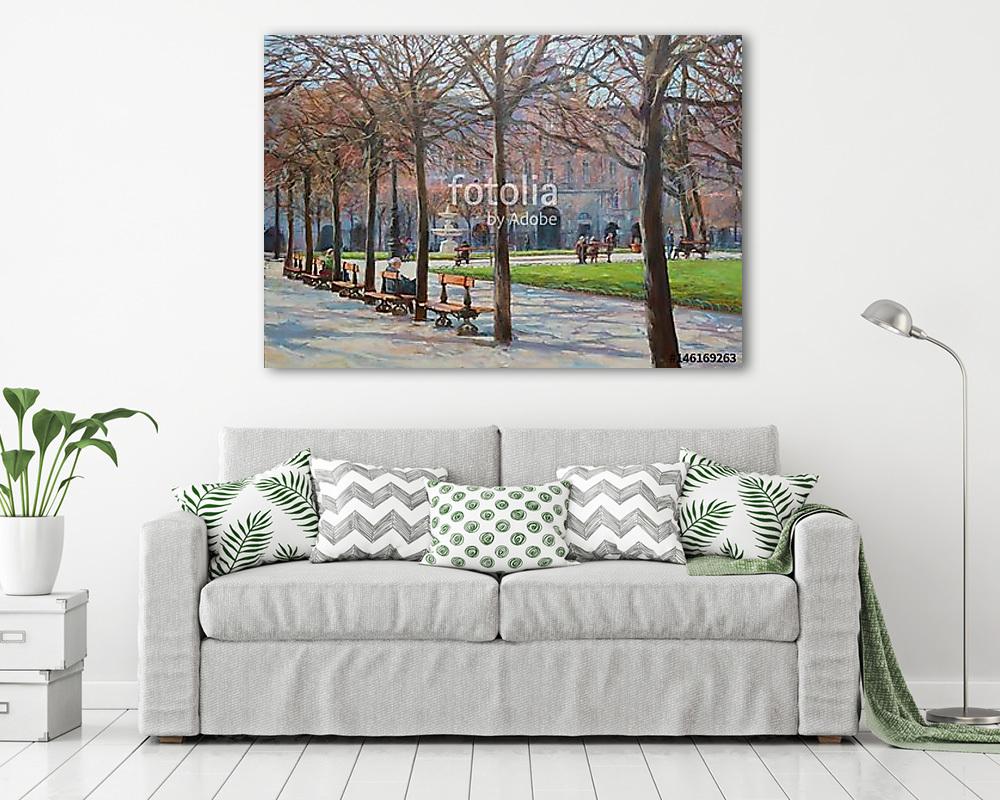 Egy kis park Párizsban (olajfestmény reprodukció) (vászonkép) - vászonkép, falikép otthonra és irodába