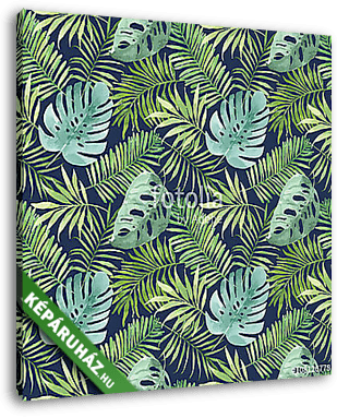 Trópusi levelek tapétaminta - vászonkép 3D látványterv