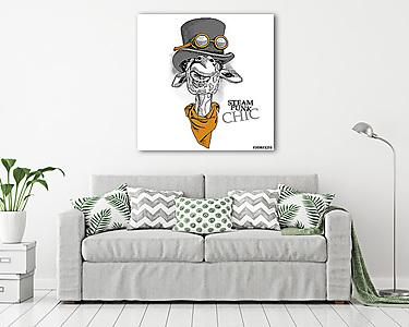 Giraffe portrait in a steampunk hat with cravat. Vector illustra (vászonkép) - vászonkép, falikép otthonra és irodába