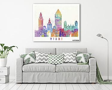 Miami landmarks watercolor poster (vászonkép) - vászonkép, falikép otthonra és irodába