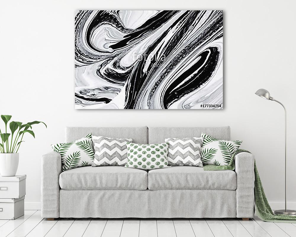 abstract background, white and black mineral oil paint on water (vászonkép) - vászonkép, falikép otthonra és irodába