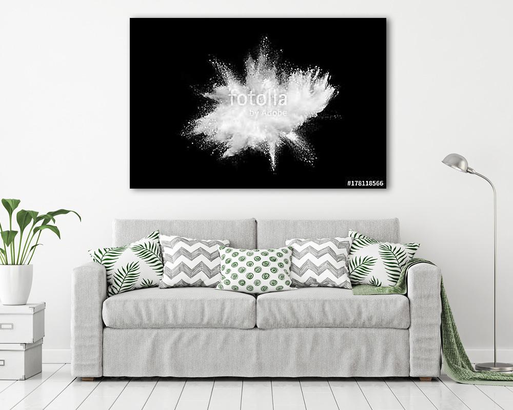 Explosion of white powder isolated on black background. (többrészes kép) - vászonkép, falikép otthonra és irodába