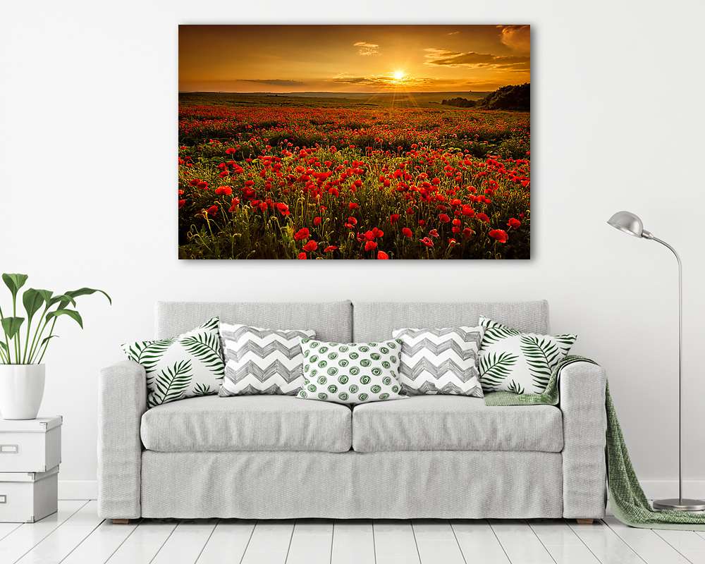 Naplemente a pipacsmező felett - vászonkép, falikép vásárlás Naplemente a pipacsmező felett (vászonkép) - vászonkép, falikép otthonra és irodába