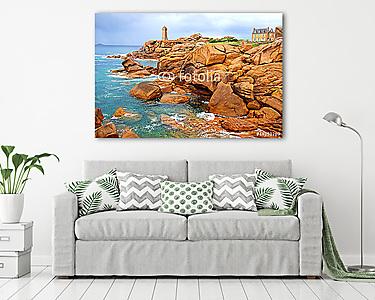 Pink Granite Coast. Brittany, Franciaország (vászonkép) - vászonkép, falikép otthonra és irodába