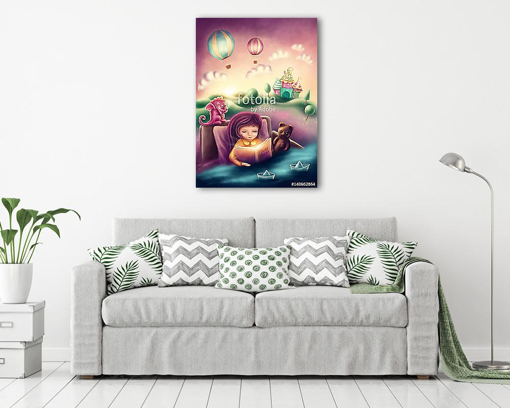 Kislány mese figurákkal - vászonkép, falikép vásárlás Kislány mese figurákkal (vászonkép) - vászonkép, falikép otthonra és irodába