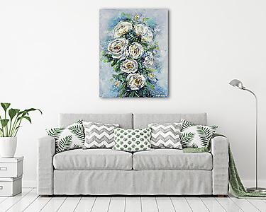 Absztrakt fehér rózsák (olajfestmény reprodukció) (vászonkép) - vászonkép, falikép otthonra és irodába