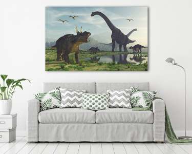 Dinoszauruszok találkozása (vászonkép) - vászonkép, falikép otthonra és irodába
