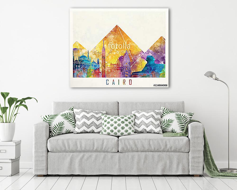 Cairo landmarks watercolor poster (bögre) - vászonkép, falikép otthonra és irodába