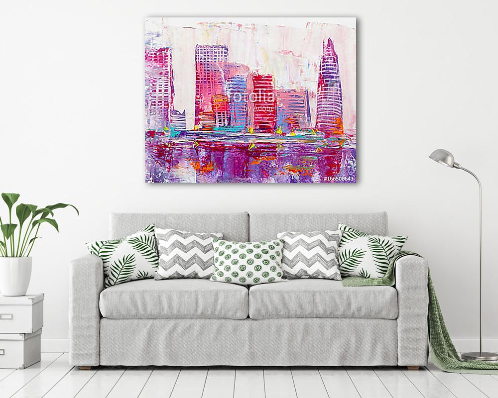 Színes felhőkarcolók absztrakt - vászonkép, falikép vásárlás Színes felhőkarcolók absztrakt (vászonkép) - vászonkép, falikép otthonra és irodába