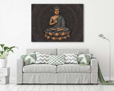 Ülő Buddha bronz színekben (vászonkép) - vászonkép, falikép otthonra és irodába