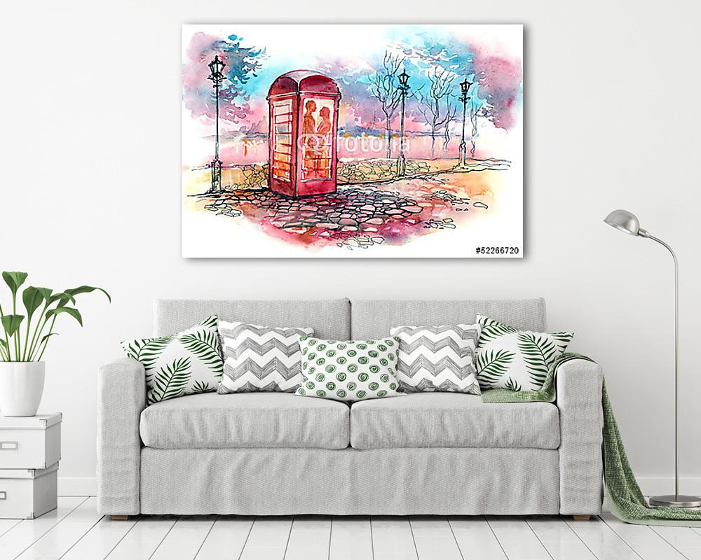 szerető pár a hívó dobozban - vászonkép, falikép vásárlás szerető pár a hívó dobozban (fotótapéta) - vászonkép, falikép otthonra és irodába