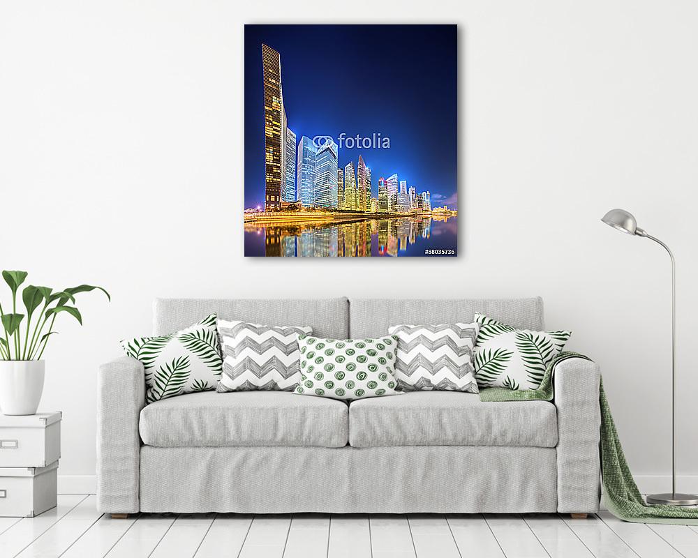 Szingapúr Skyline és kilátás Marina Bayre (vászonkép) - vászonkép, falikép otthonra és irodába