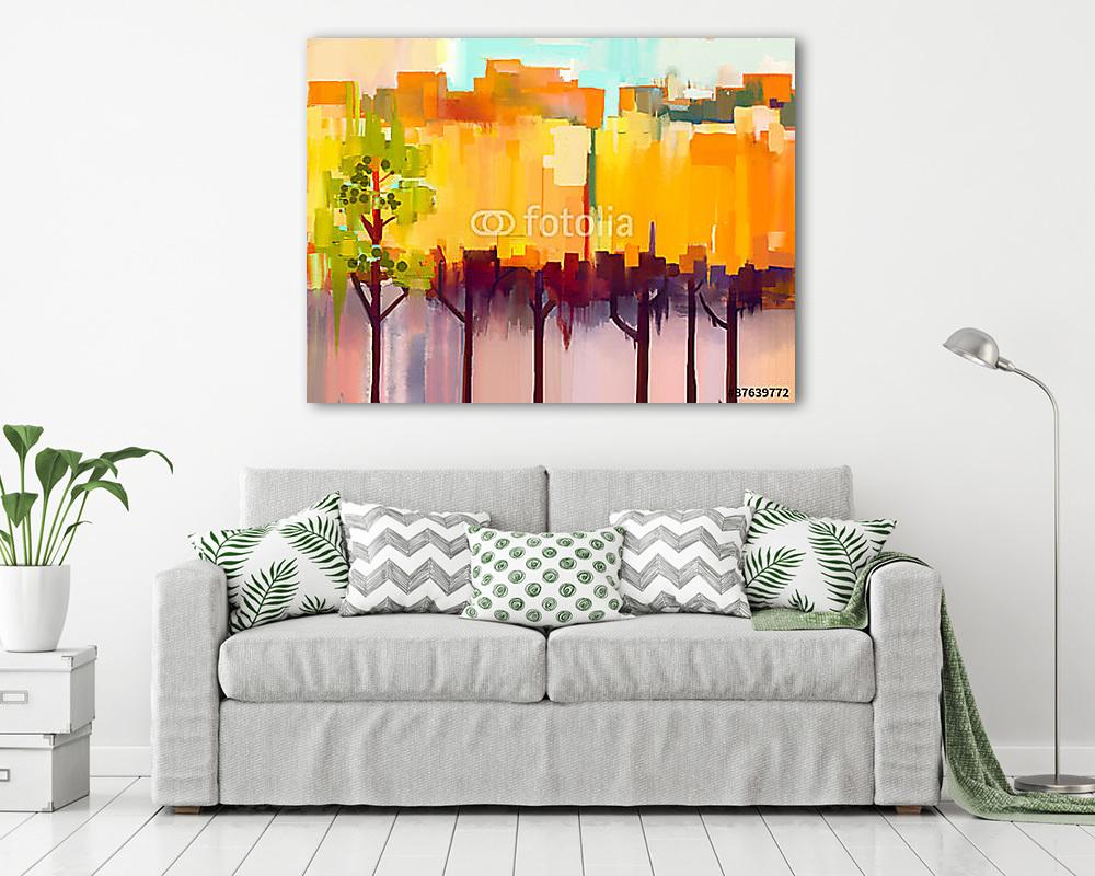 Őszi fák absztrakt  (olajfestmény reprodukció) (bögre) - vászonkép, falikép otthonra és irodába