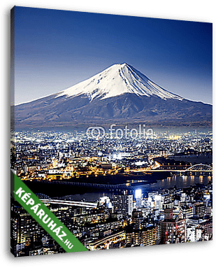 Mount Fuji. Fujiyama. Aerial view with cityspace szürreális lövé - vászonkép 3D látványterv