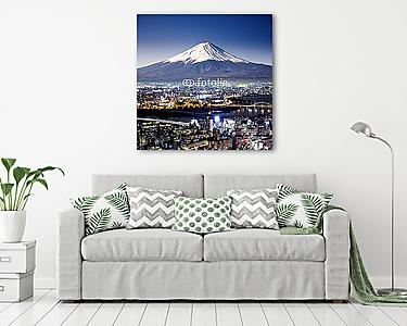 Mount Fuji. Fujiyama. Aerial view with cityspace szürreális lövé (vászonkép) - vászonkép, falikép otthonra és irodába