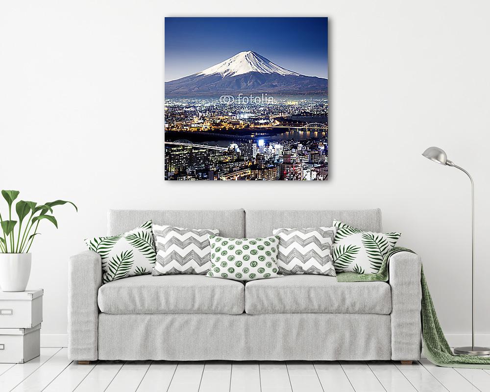 Mount Fuji. Fujiyama. Aerial view with cityspace szürreális lövé (fotótapéta) - vászonkép, falikép otthonra és irodába