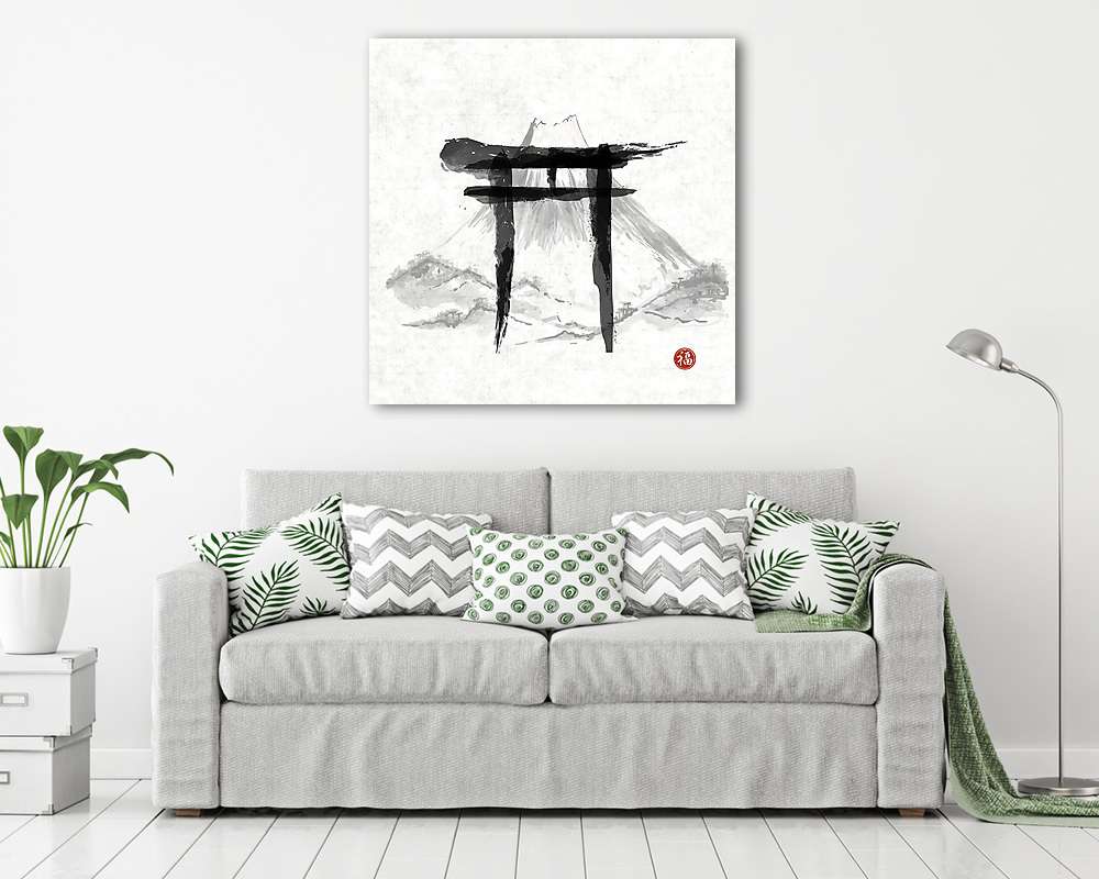 Torii kapuk és a Fujiyama-hegység  - vászonkép, falikép vásárlás Torii kapuk és a Fujiyama-hegység  (vászonkép) - vászonkép, falikép otthonra és irodába