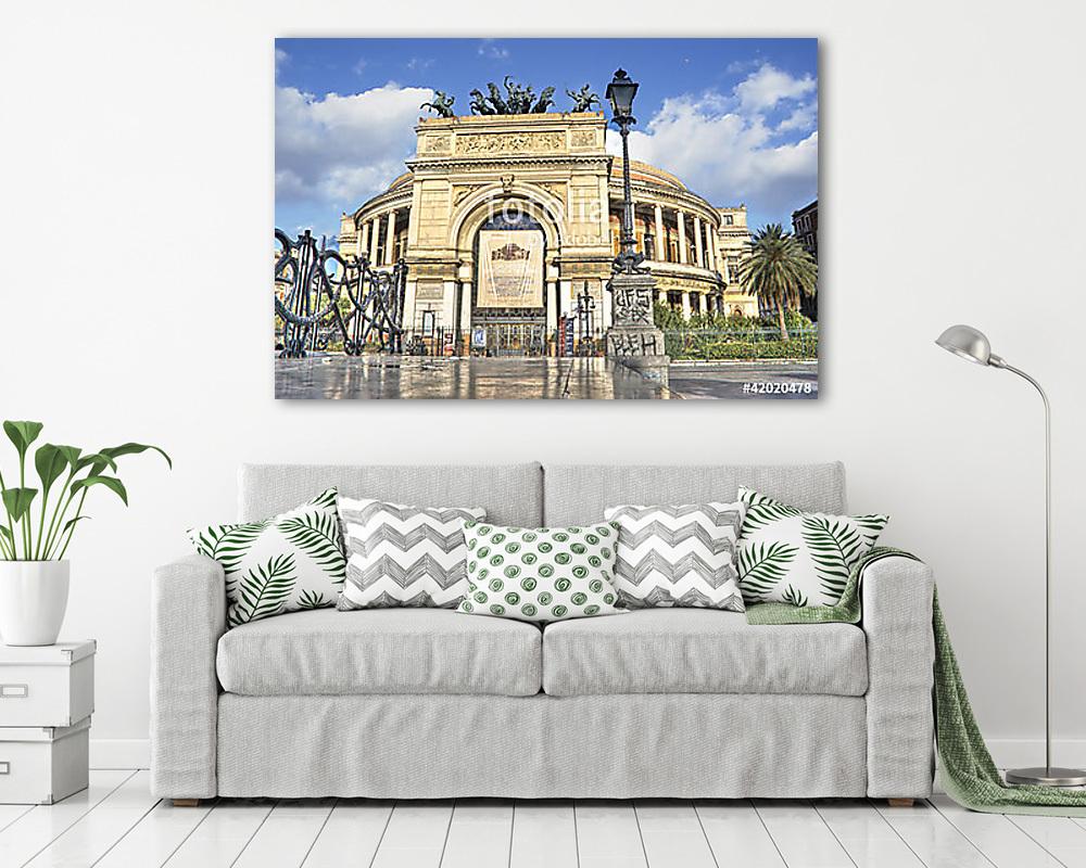 A Politeama Garibaldi színház Palermoban hdr - vászonkép, falikép vásárlás A Politeama Garibaldi színház Palermoban hdr (vászonkép) - vászonkép, falikép otthonra és irodába