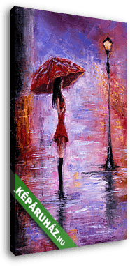 Női alak esernyővel festmény - vászonkép 3D látványterv