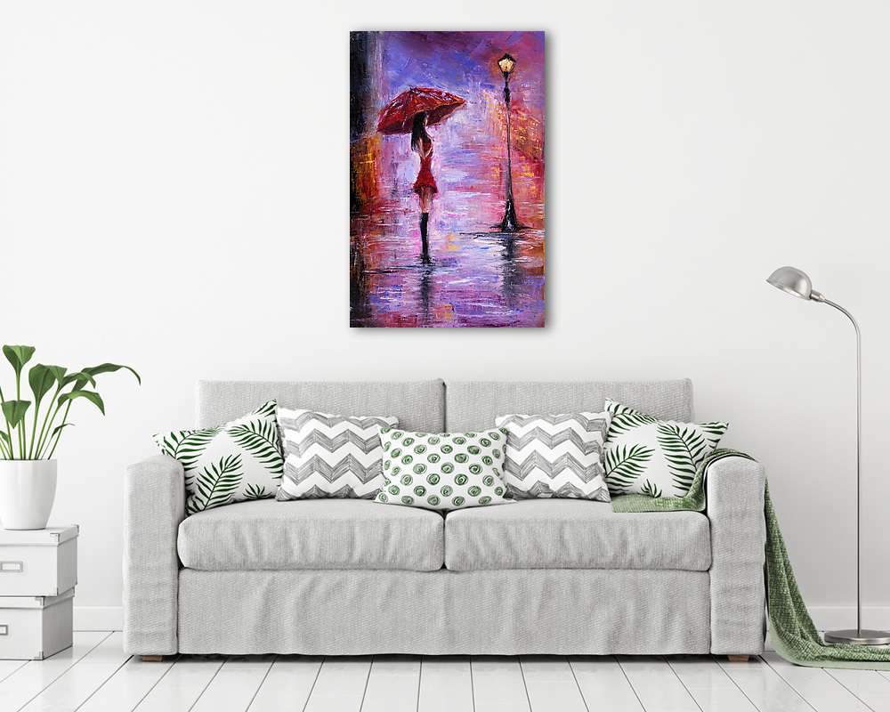 Női alak esernyővel festmény (vászonkép) - vászonkép, falikép otthonra és irodába