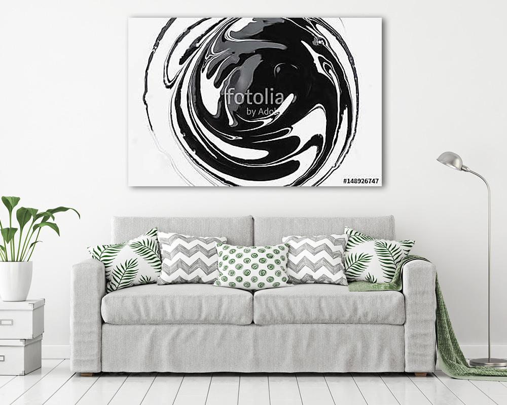 abstract background, white and black mineral oil paint on water (többrészes kép) - vászonkép, falikép otthonra és irodába