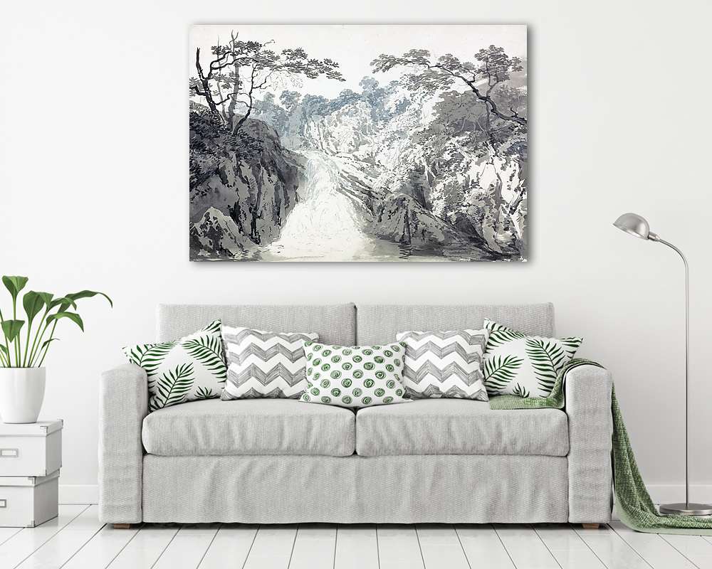 Tájkép vízeséssel (színverzió 1) - vászonkép, falikép vásárlás Tájkép vízeséssel (színverzió 1) (bögre) - vászonkép, falikép otthonra és irodába