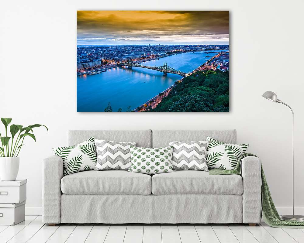 Szabadság híd kora reggeli látkép (többrészes kép) - vászonkép, falikép otthonra és irodába