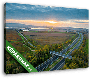 Út az őszi naplementébe (Balatonszemes) - vászonkép 3D látványterv
