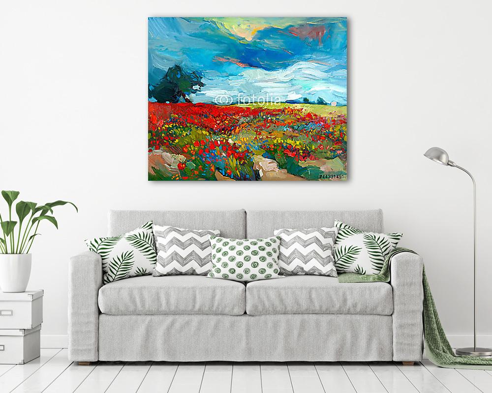 Virágmezők (keretezett kép) - vászonkép, falikép otthonra és irodába