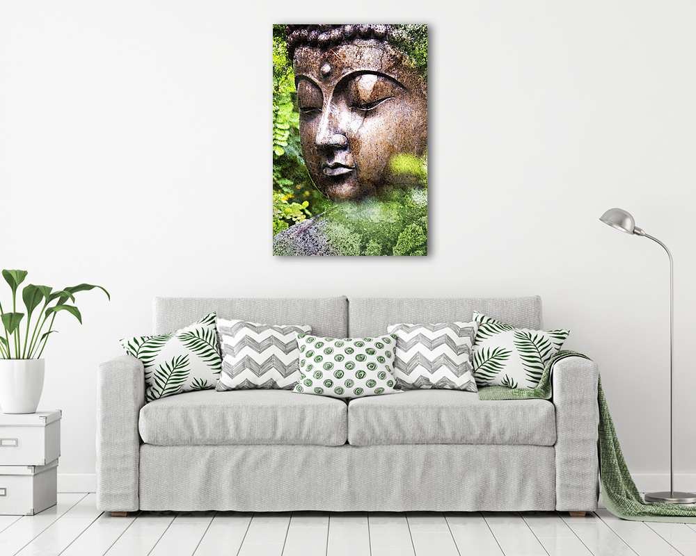 Grunge Buddha Nature - Hámlasztott szín (vászonkép) - vászonkép, falikép otthonra és irodába
