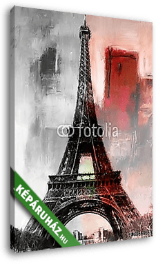 Absztrakt stílusú Eiffel-torony, Párizs (olajfestmény reprodukció) - vászonkép 3D látványterv