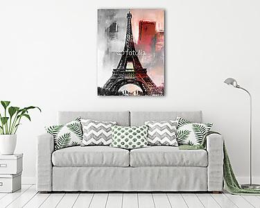 Absztrakt stílusú Eiffel-torony, Párizs (olajfestmény reprodukció) (vászonkép) - vászonkép, falikép otthonra és irodába