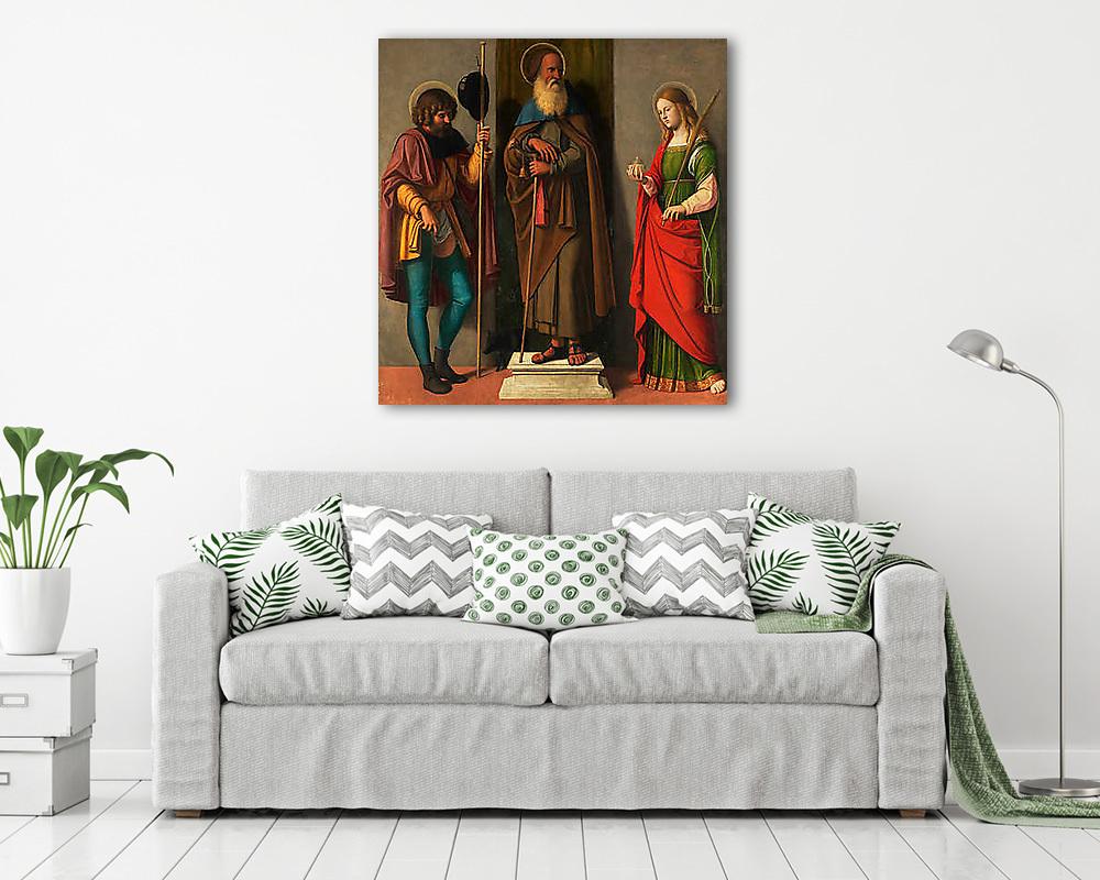Három szent: Szent Rókus, Szent Antal és Szent Luca (keretezett kép) - vászonkép, falikép otthonra és irodába