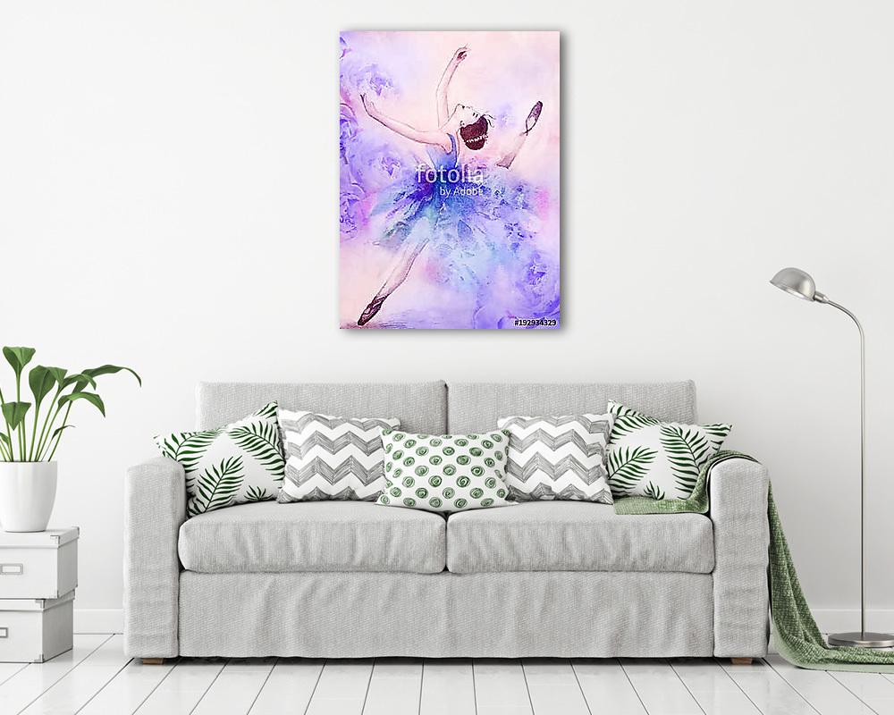 Watercolor painting of soft sweet ballerina dancing (poszter) - vászonkép, falikép otthonra és irodába