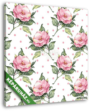 Seamless floral pattern with pink flowers 20 - vászonkép 3D látványterv