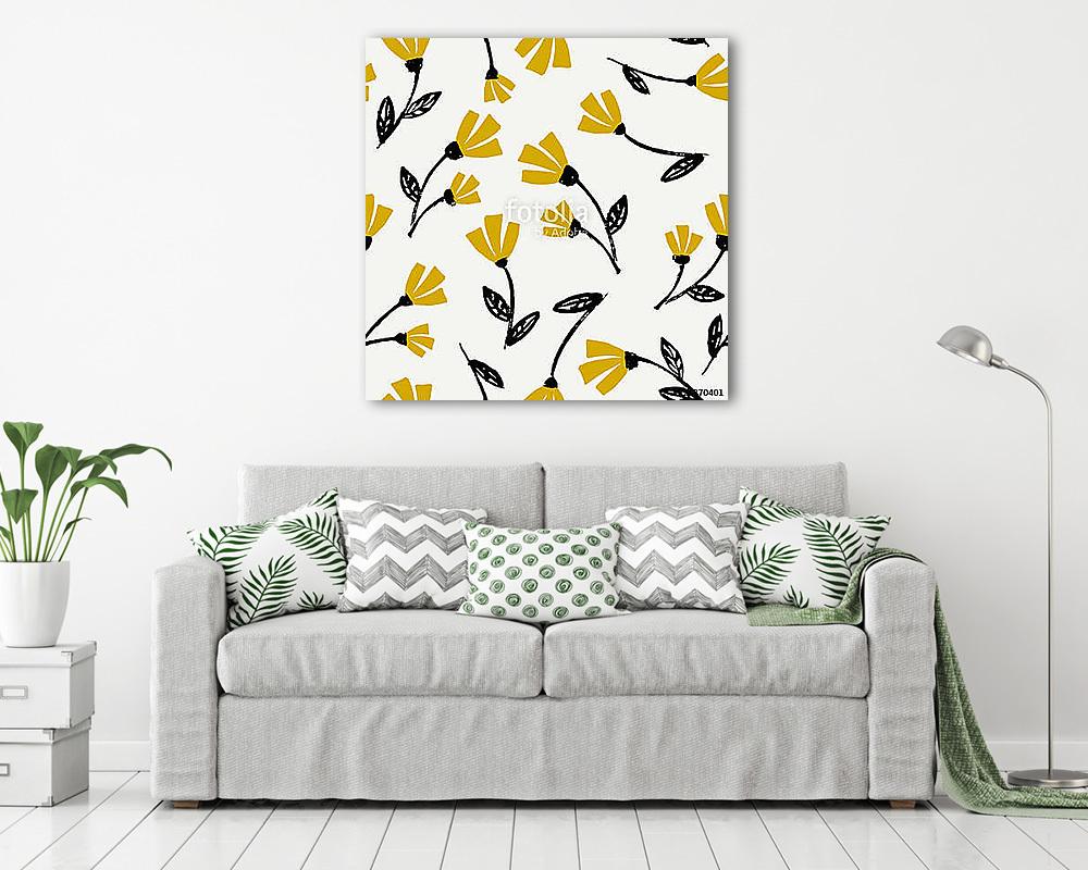 Hand Drawn Floral Seamless Pattern (poszter) - vászonkép, falikép otthonra és irodába