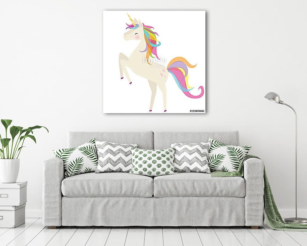 Unikornis szirvárvány sörénnyel - vászonkép, falikép vásárlás Unikornis szirvárvány sörénnyel (fotótapéta) - vászonkép, falikép otthonra és irodába
