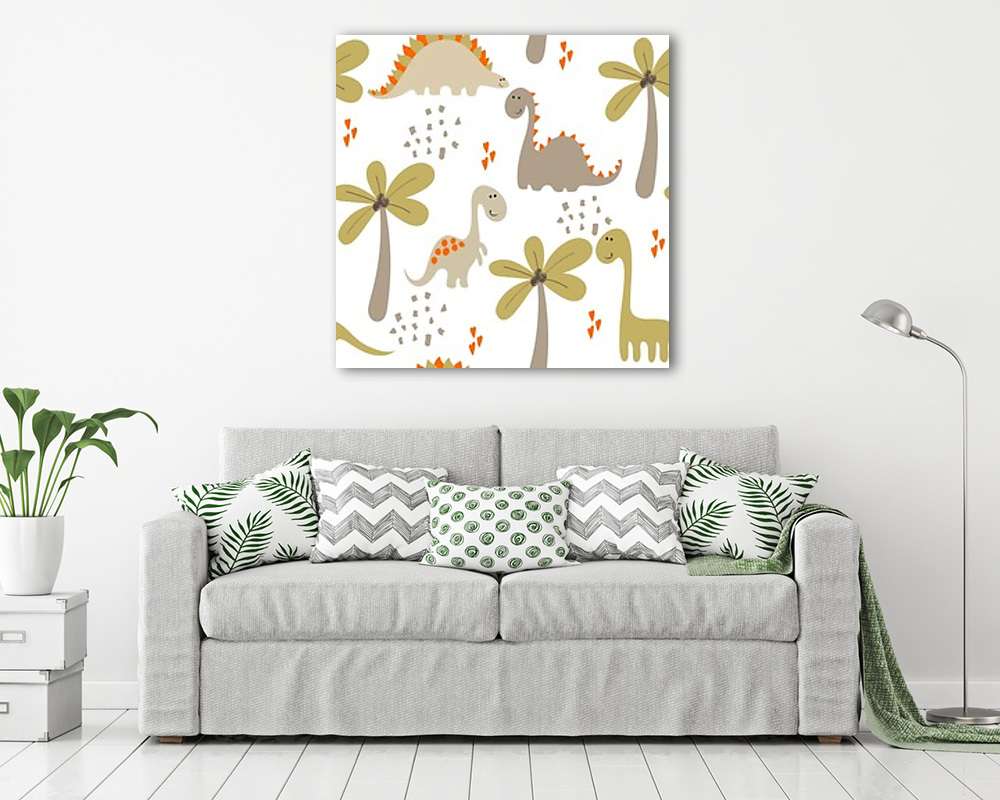 Pálmafák és dínók tapétaminta - vászonkép, falikép vásárlás Pálmafák és dínók tapétaminta (vászonkép) - vászonkép, falikép otthonra és irodába