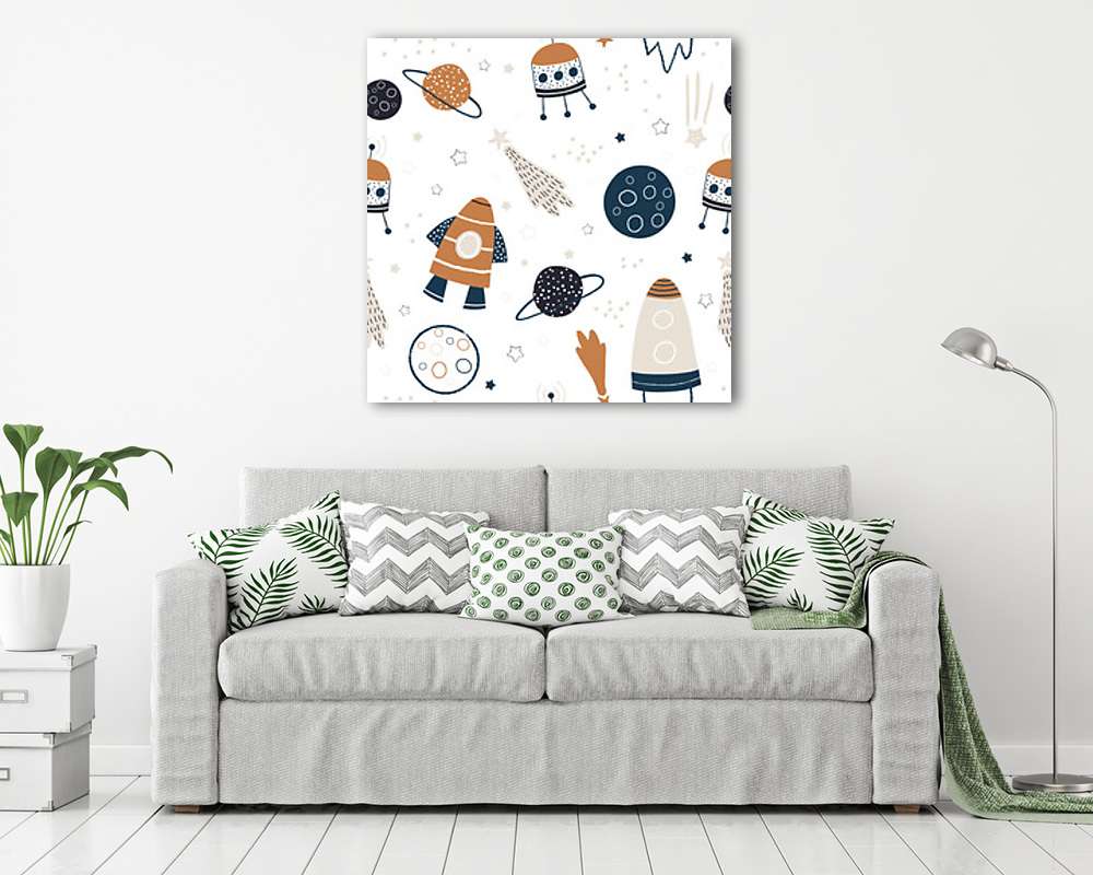 Rakétás tapétaminta (drappos verzió) (vászonkép) - vászonkép, falikép otthonra és irodába