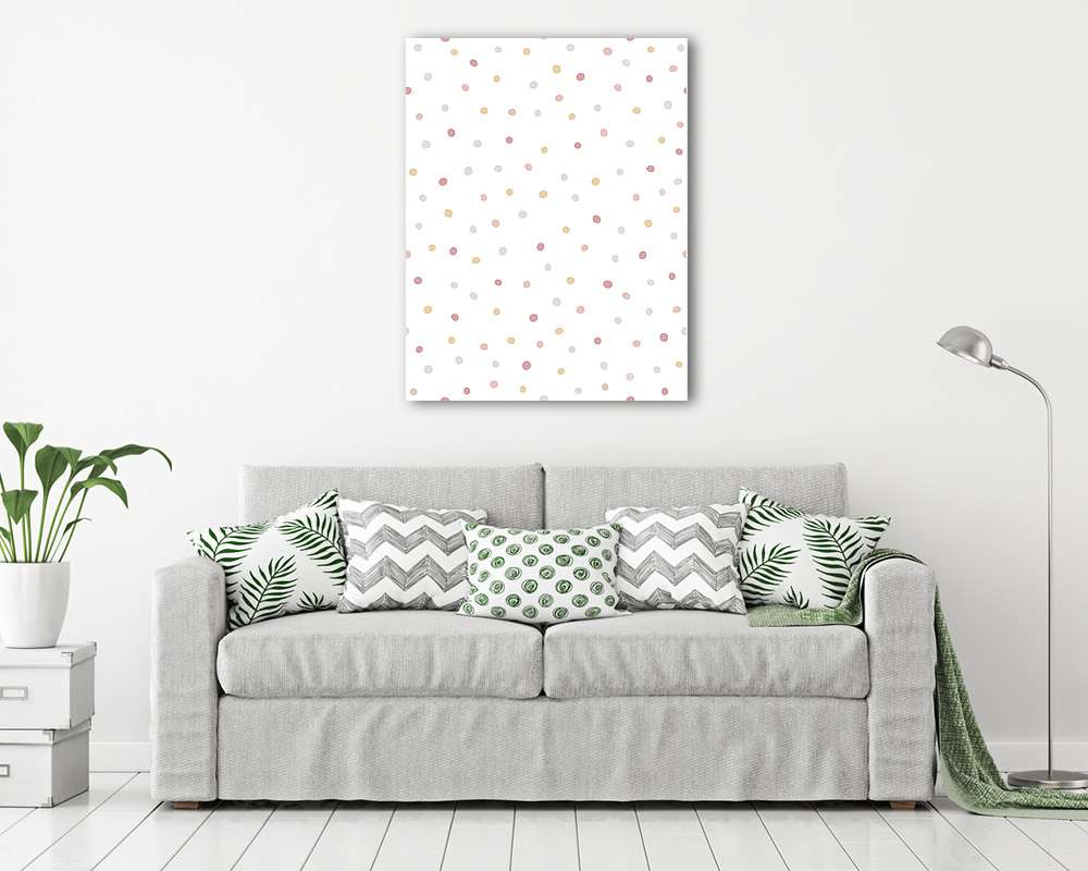 Pasztel pöttyök tapétaminta (keretezett kép) - vászonkép, falikép otthonra és irodába