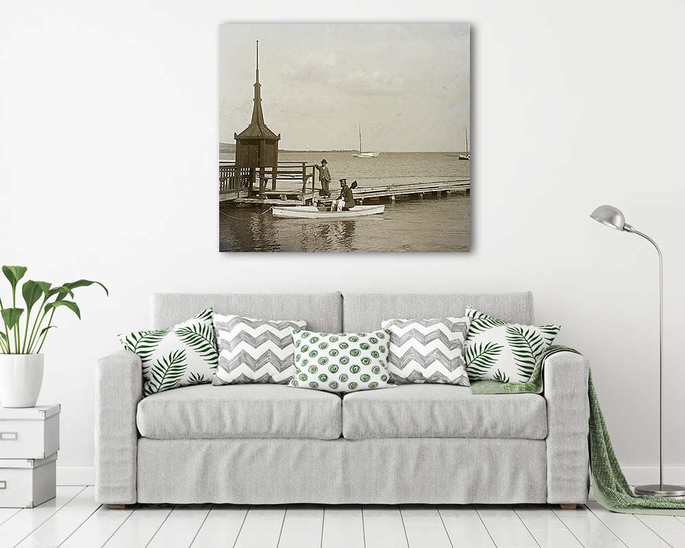 Keszthely, csónakkikötő 1908 (bögre) - vászonkép, falikép otthonra és irodába