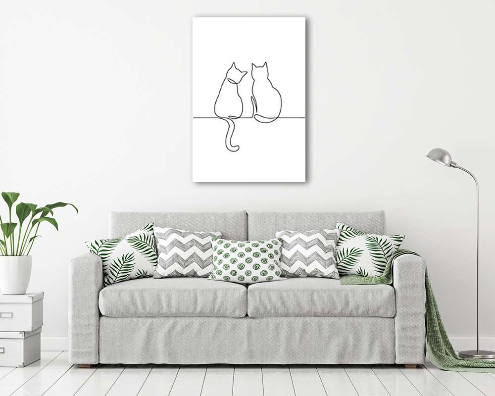 Cicák (vonalrajz, line art) (poszter) - vászonkép, falikép otthonra és irodába