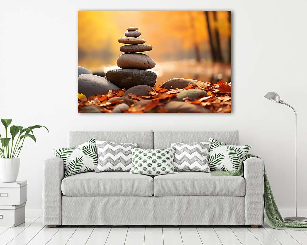 Zen kövek az őszi erdőben - vászonkép, falikép vásárlás Zen kövek az őszi erdőben (bögre) - vászonkép, falikép otthonra és irodába