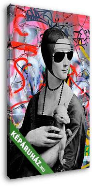 Hölgy hermelinnel graffiti (Barokk & Graffiti) - vászonkép 3D látványterv Hölgy hermelinnel graffiti (Barokk & Graffiti) - vászonkép 3D látványterv