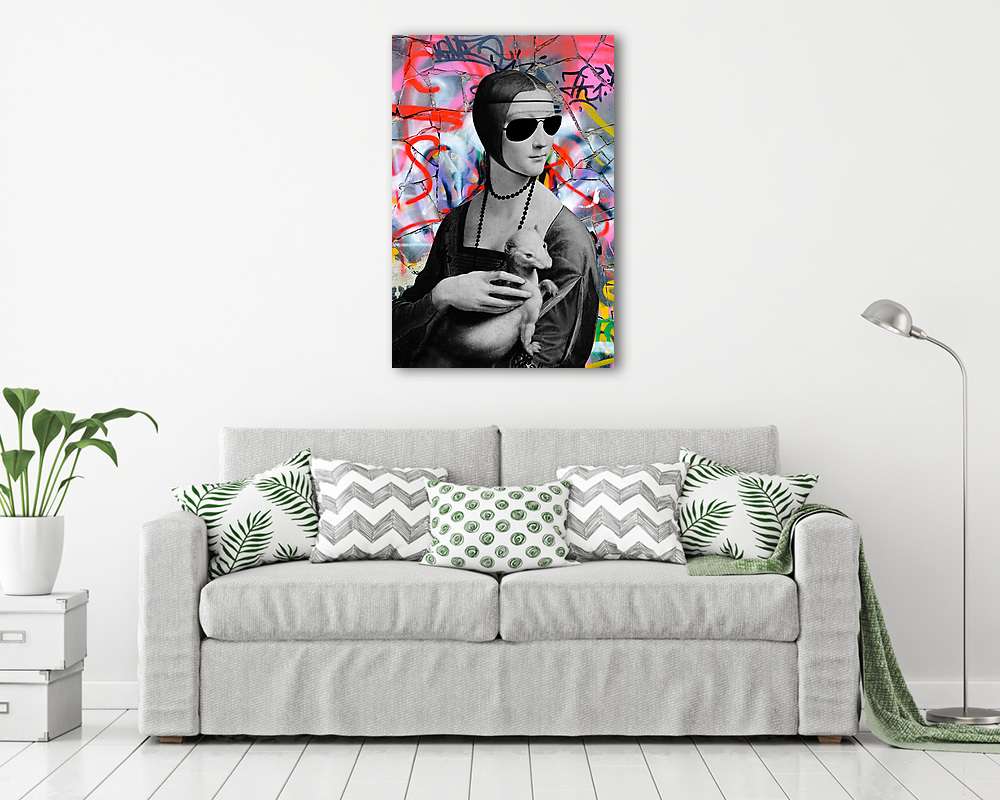Hölgy hermelinnel graffiti (Barokk & Graffiti) - vászonkép, falikép vásárlás Hölgy hermelinnel graffiti (Barokk & Graffiti) (vászonkép) - vászonkép, falikép otthonra és irodába