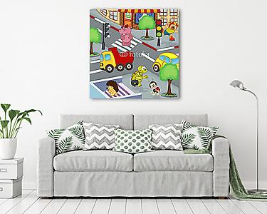 Városi forgalom állatokkal (vászonkép) - vászonkép, falikép otthonra és irodába