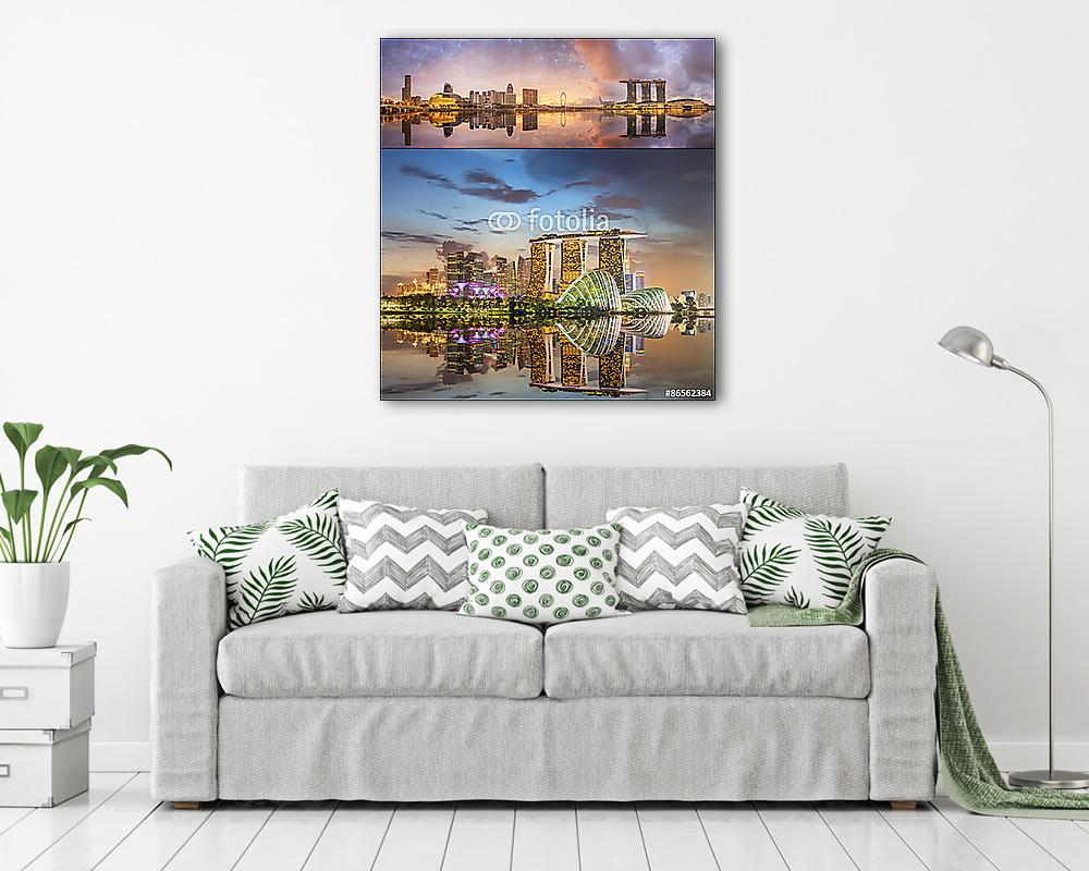 Szingapúr sziluettje és kilátás Marina Bay-ban (vászonkép) - vászonkép, falikép otthonra és irodába