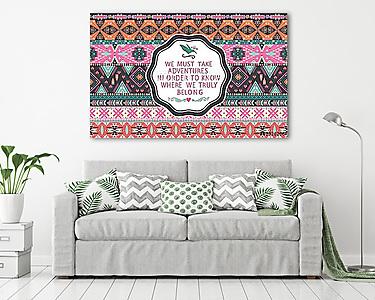 Hipster zökkenőmentes aztec minta geometrikus elemekkel (vászonkép) - vászonkép, falikép otthonra és irodába